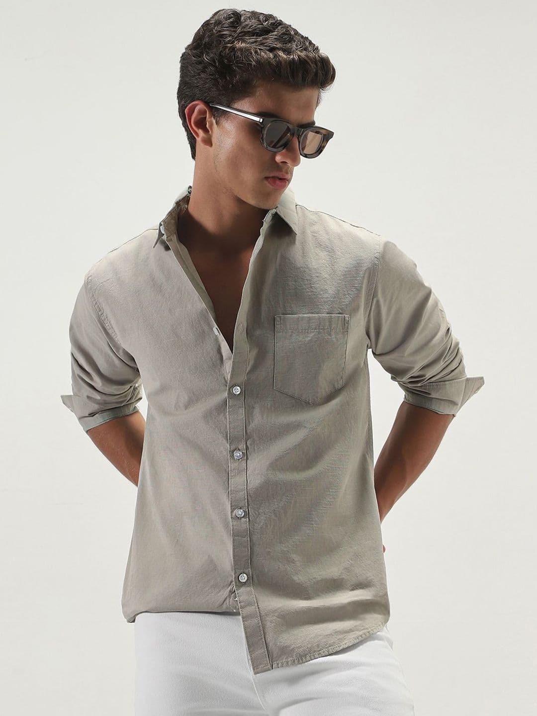 Urbano Fashion Spread Collar Pure Cotton Casual Shirt - view 1