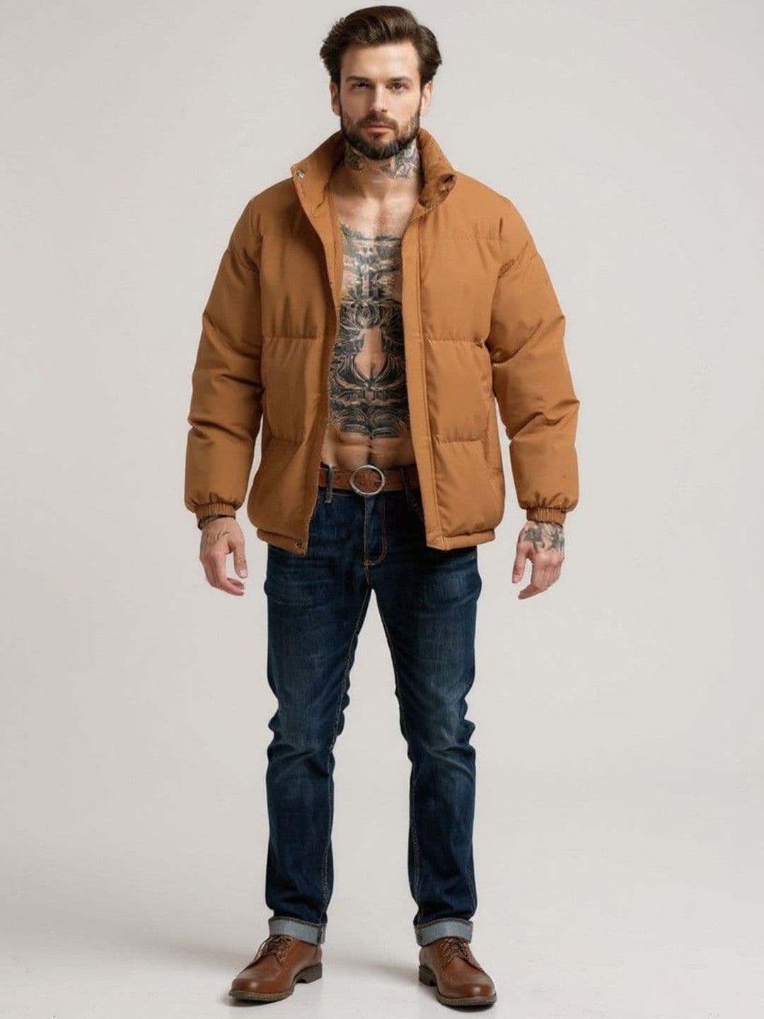 Mast & Harbour Men Mock Collar Solid Padded Jacket - view 1