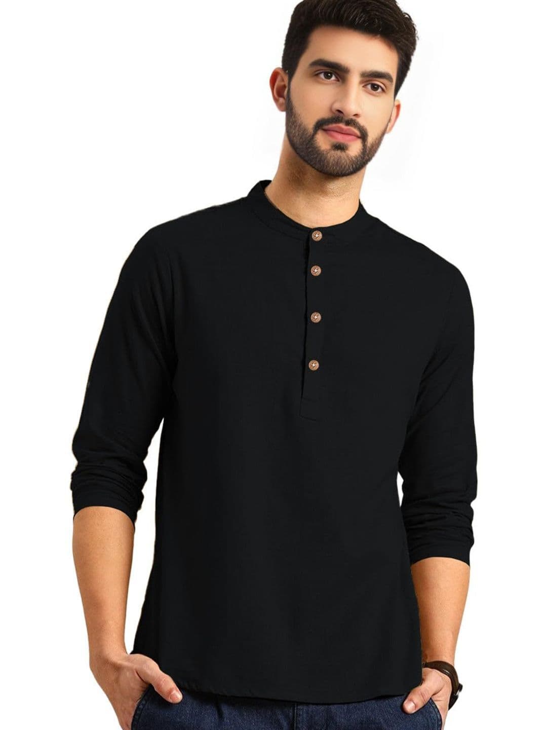 TrendiVastra Men Solid Daily Cotton Straight Kurta - view 1