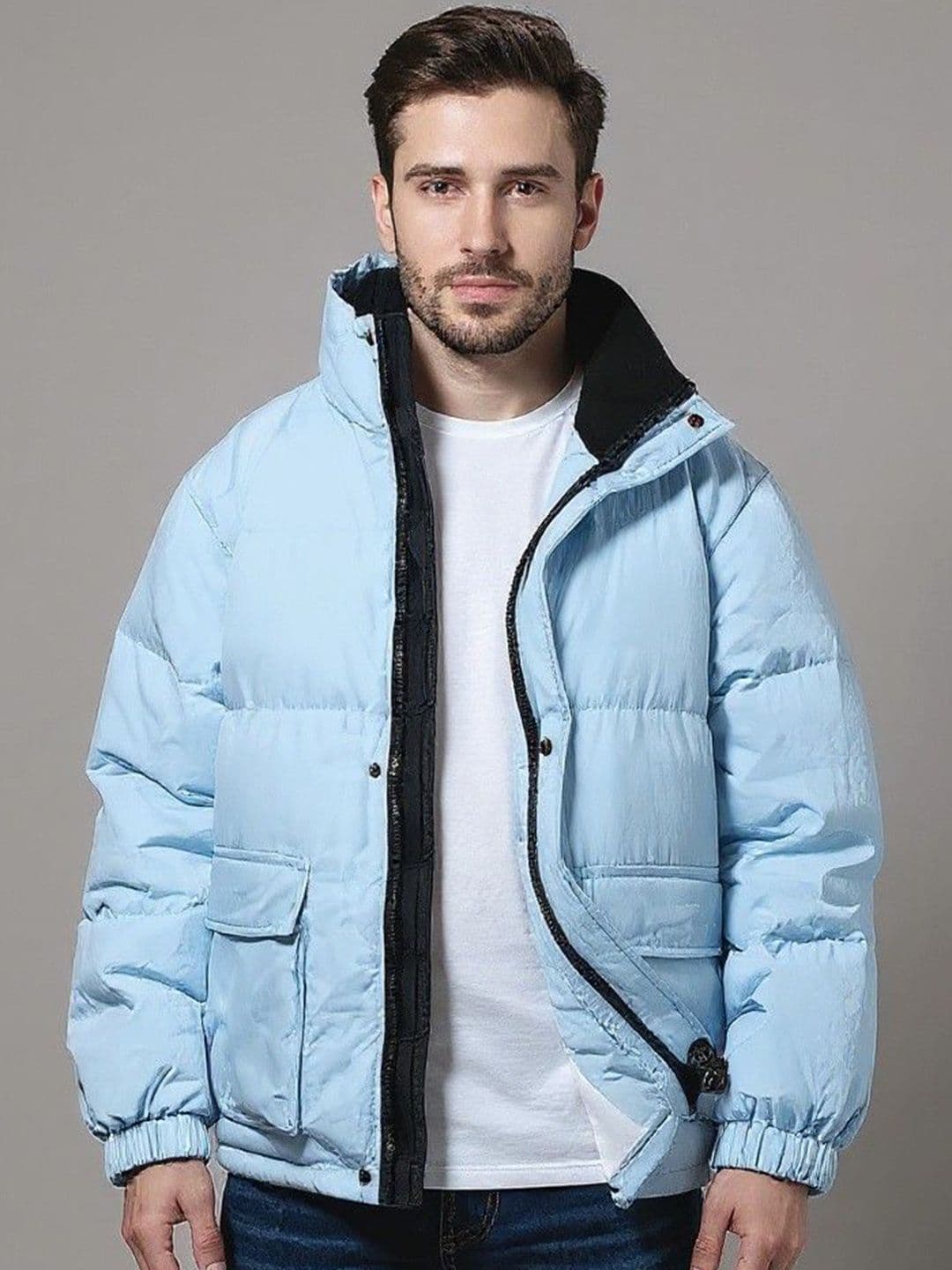 Mast & Harbour Men Mock Collar Solid Puffer Jacket - view 1