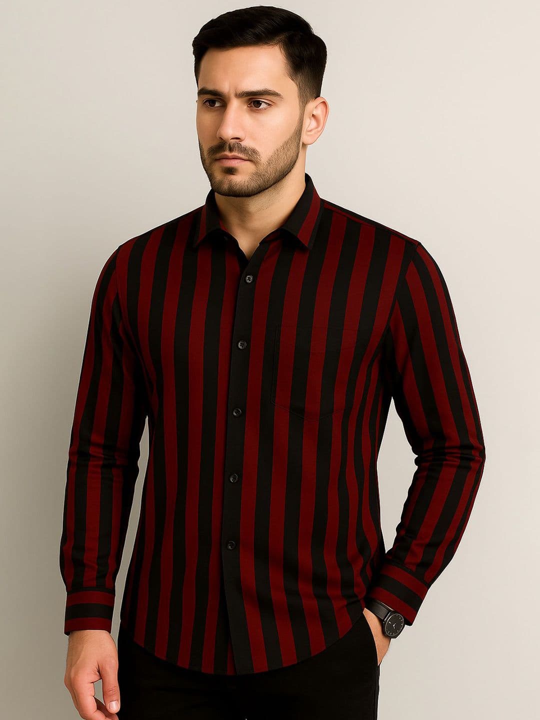 SONISHQ Striped Button-Down Collar Original Regular Fit Cotton Casual Shirt - view 1