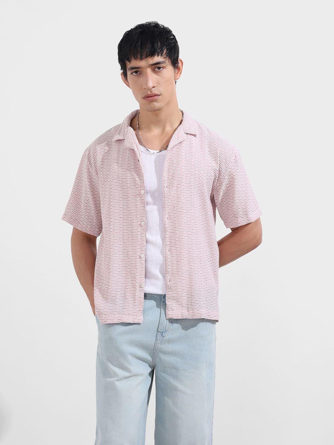 The Indian Garage Co Men Relaxed Fit Geometric Printed Cuban Collar Casual Shirt - view 1