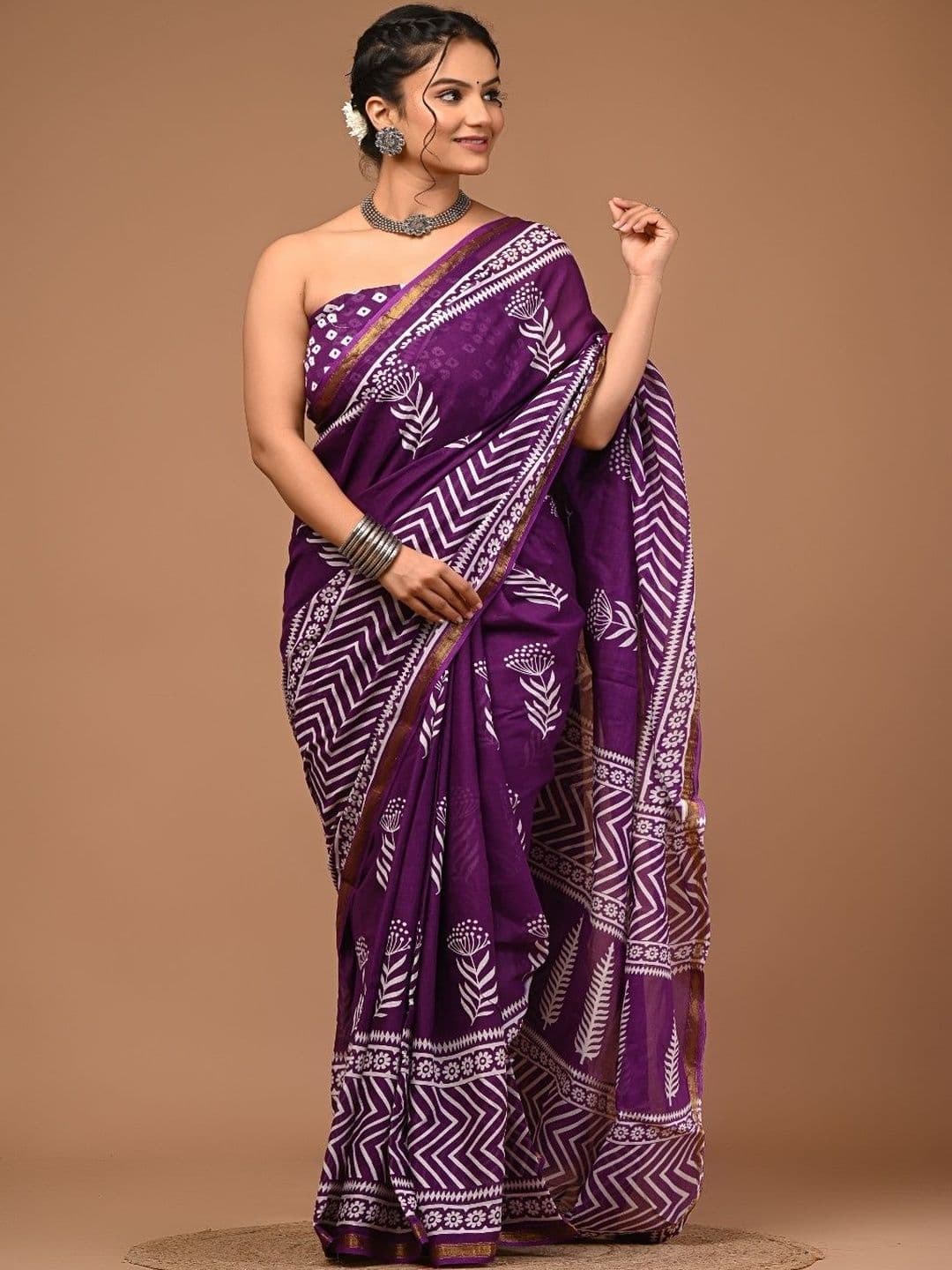 Moda Rapido Ethnic Motifs Zari Pure Cotton Ikat Saree - view 1