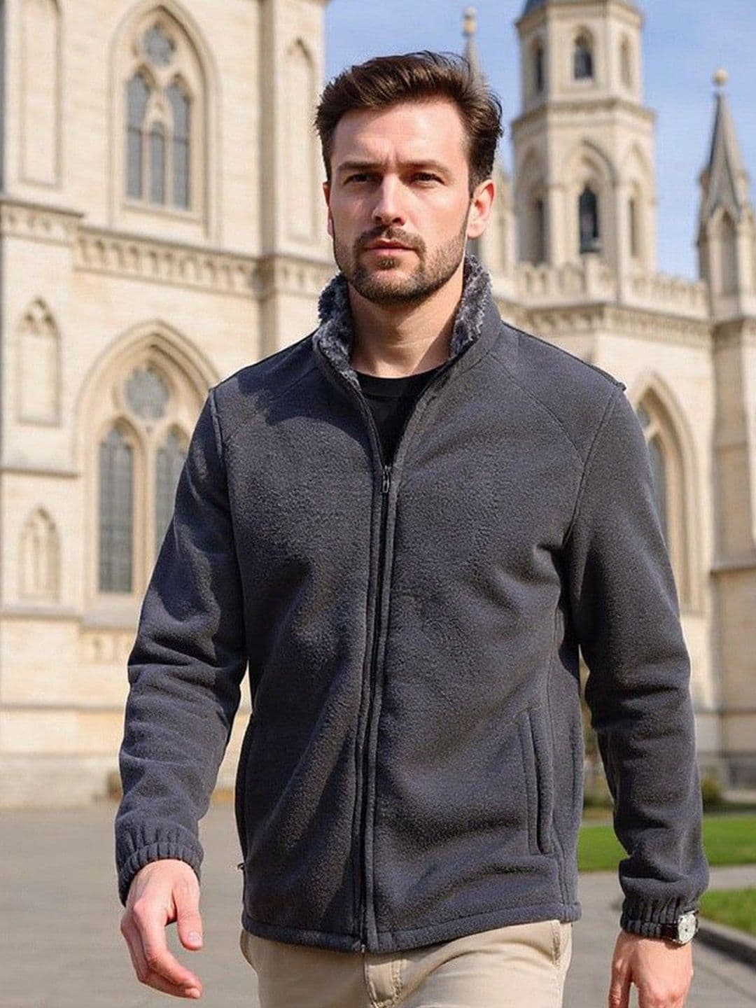 Mast & Harbour Men High Neck Solid Sweatshirt - view 1