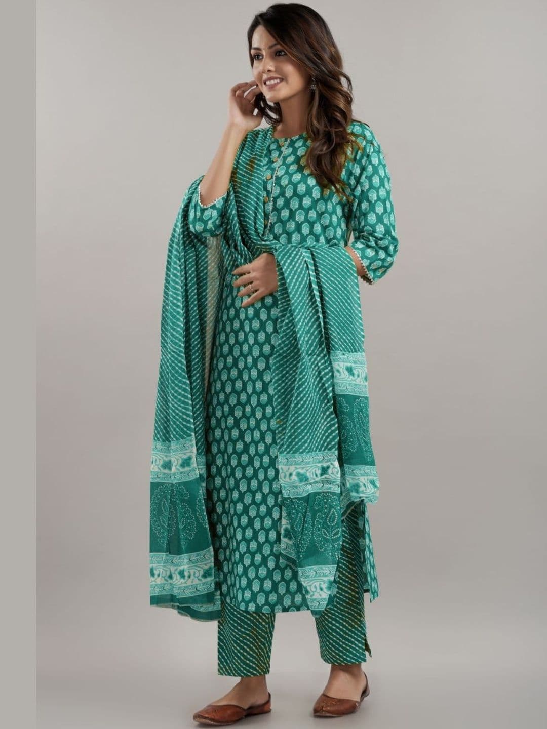 Moda Rapido Women Ethnic Motifs Printed Regular Pure Cotton Kurta Set - view 1