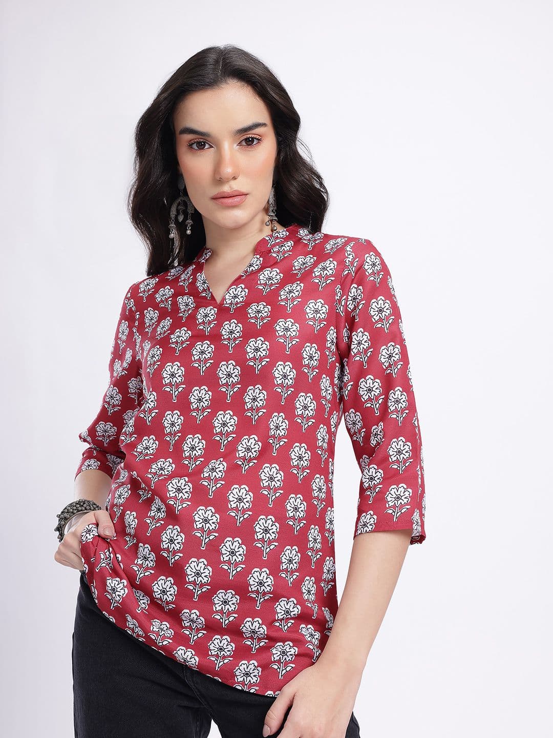 Anouk Rustic Floral Print Straight Kurti - view 1