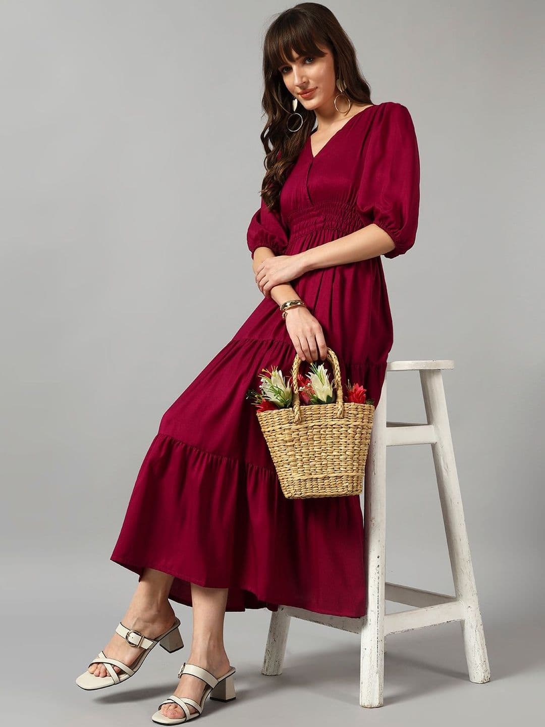 Jash Creation Women Magenta Crepe Solid Anarkali Kurtas - view 1