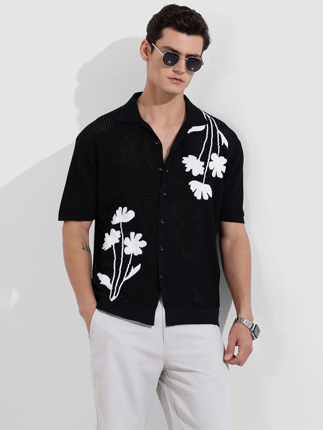The Indian Garage Co Men Relaxed Fit Floral Printed Spread Collar Pure Cotton Casual Shirt - view 1