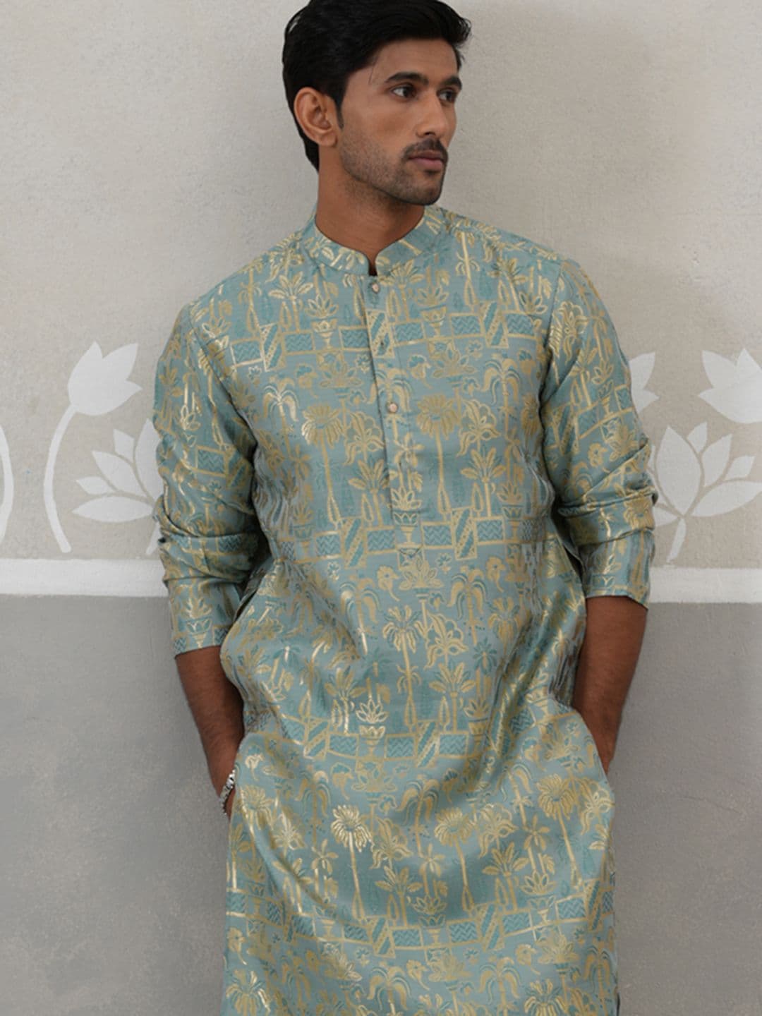 Jompers Men Ethnic Motifs Woven Design Straight Kurta