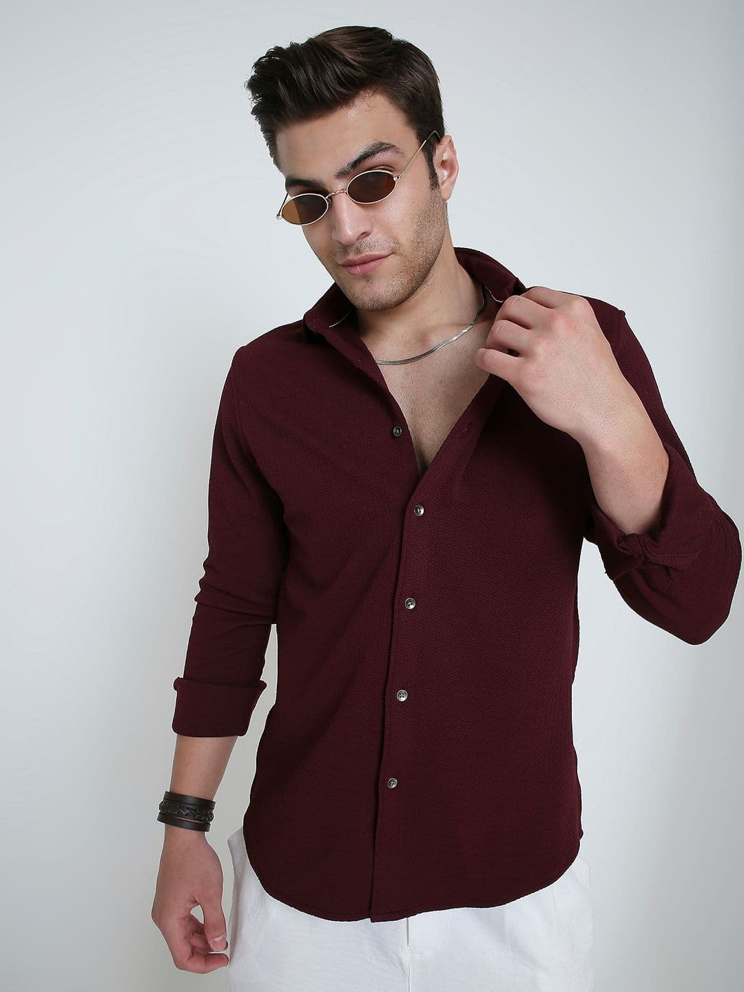 VASTRADO Men Classic Fit Textured Spread Collar Casual Shirt - view 1