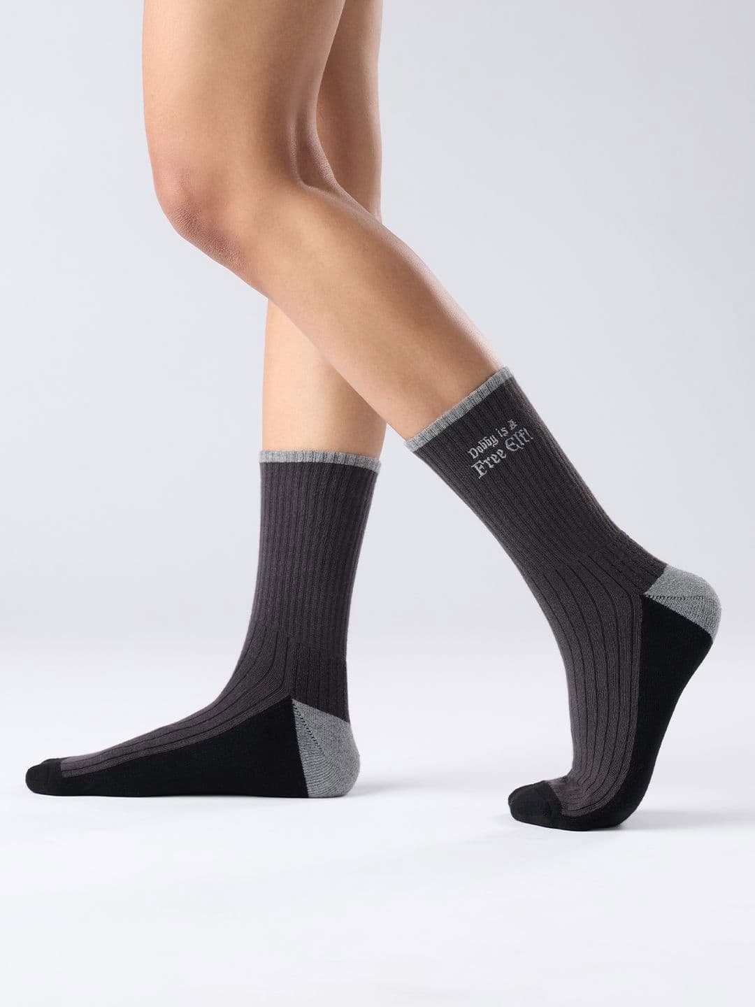The Souled Store Unisex Harry Potter Dobby Free the Elf Grey Cotton Crew Socks - view 1