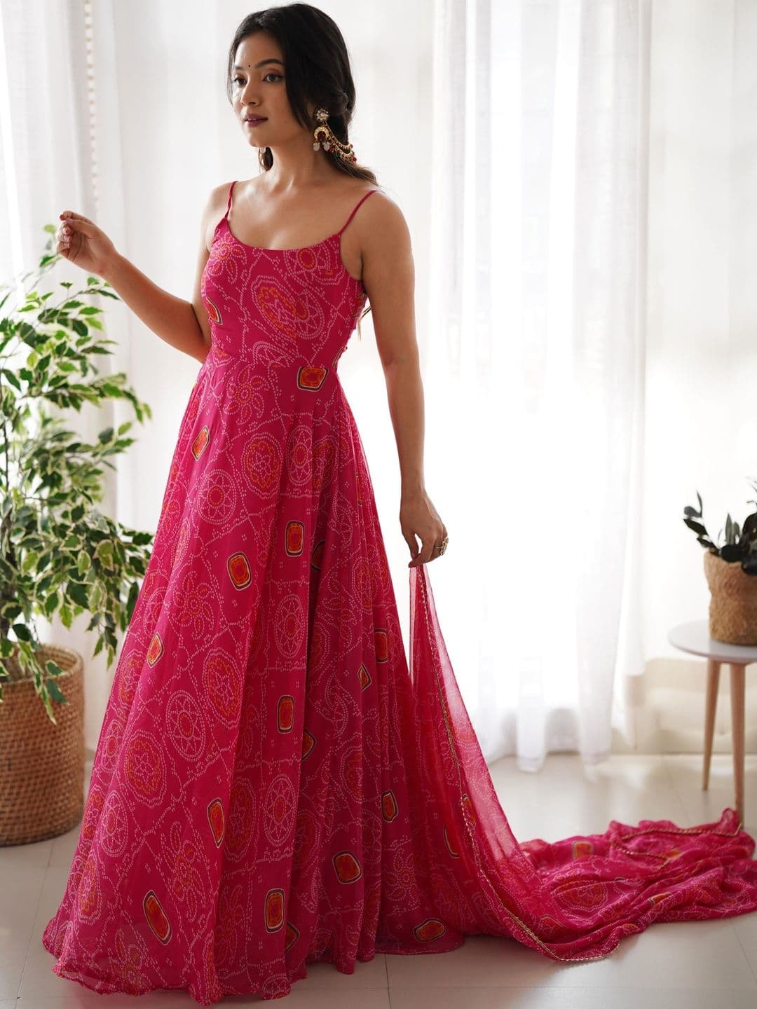 SAJAVAT ETHENIC WEAR Floral Printed Shoulder Strap Kurta With Palazzos & Dupatta - view 1
