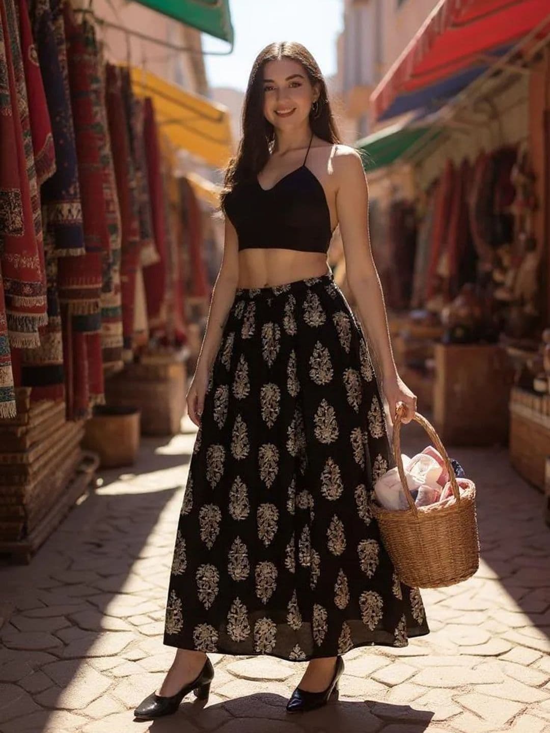 INUKA Floral Printed Flared Maxi Skirt - view 1