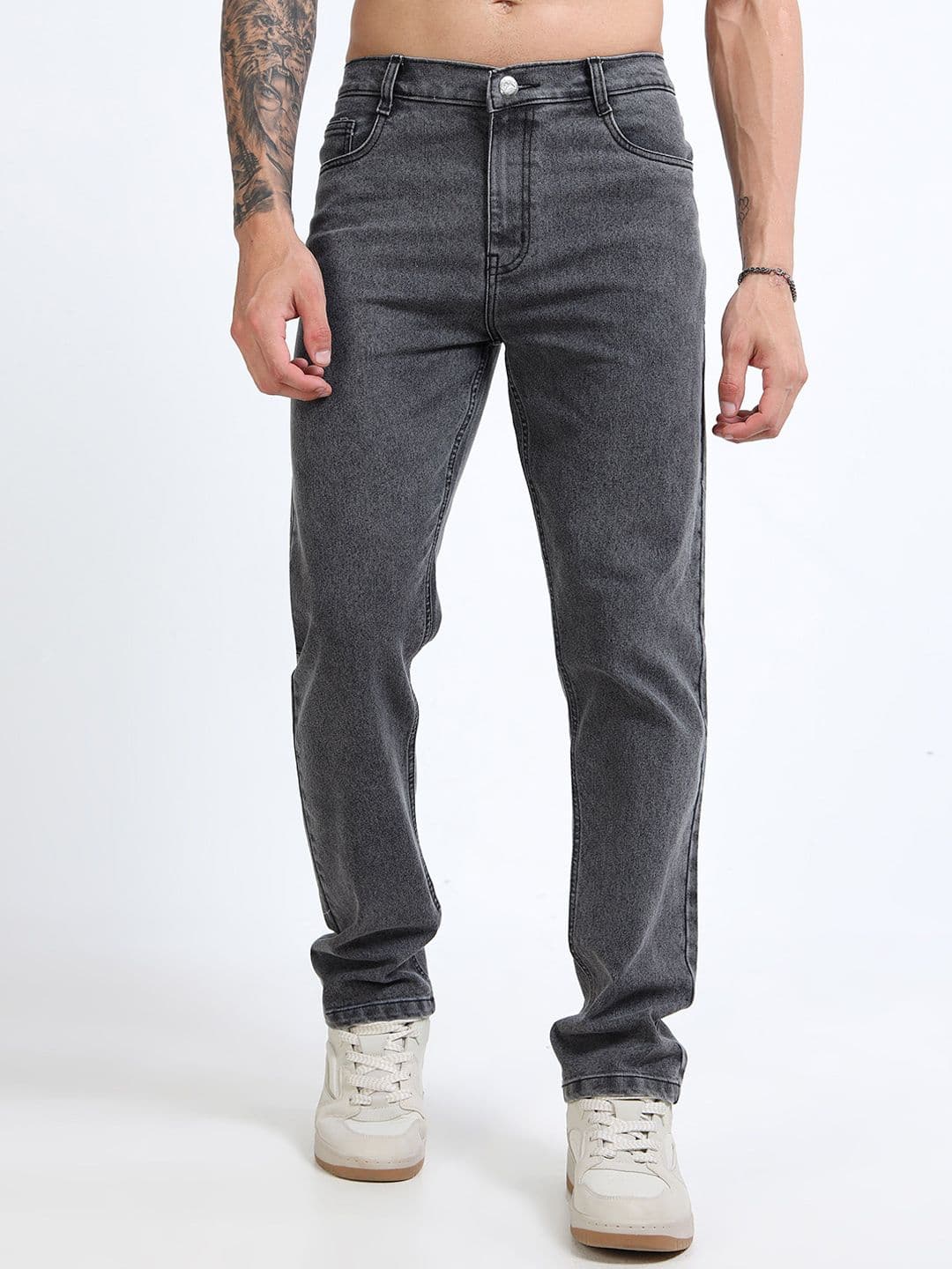 THE BEETEL HOUSE Men Comfort Straight Fit Mid-Rise Clean Look No Fade Stretchable Jeans - view 1