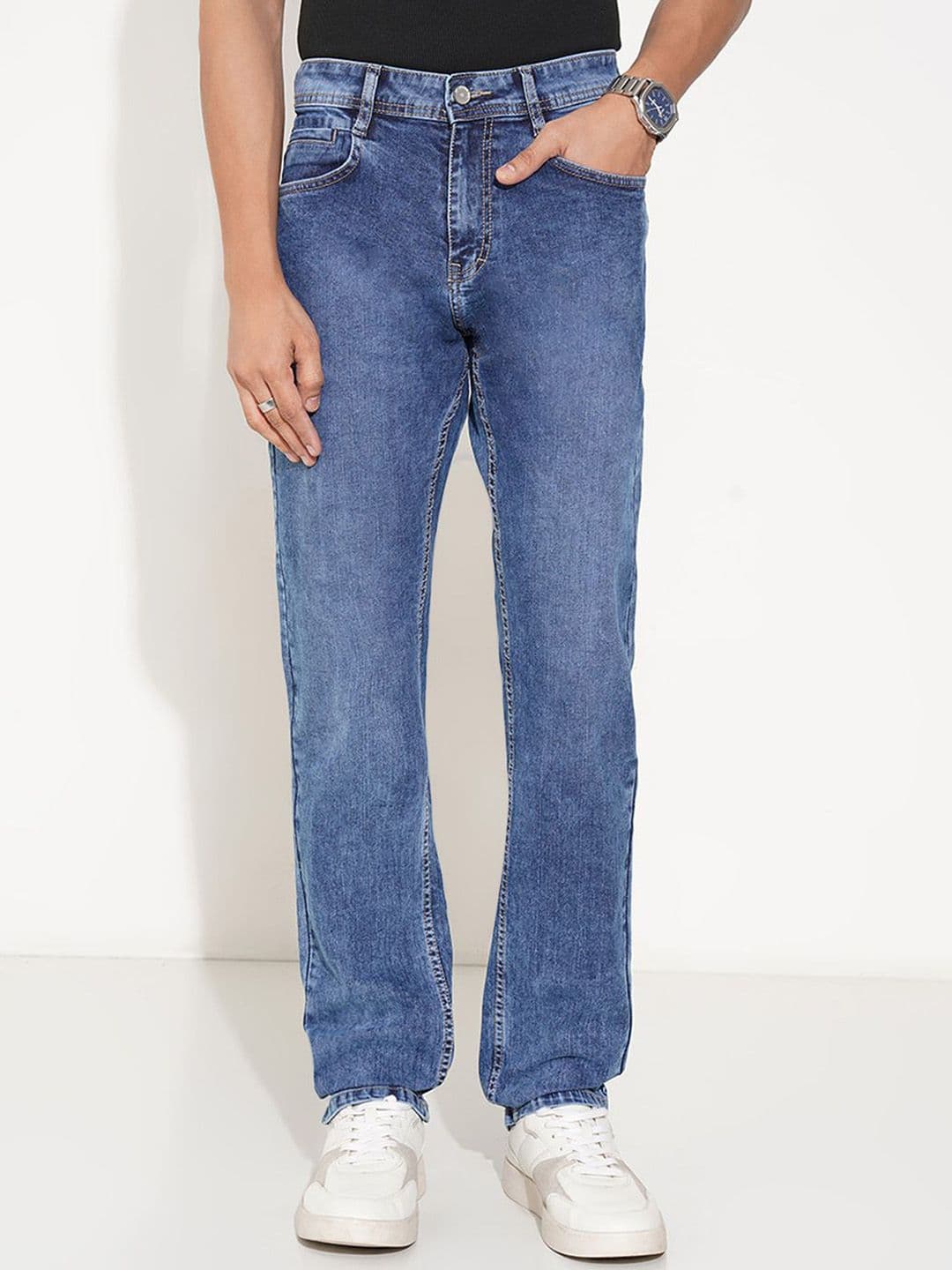 SF JEANS by Pantaloons Men Straight Fit Mid-Rise Light Fade Jeans - view 1
