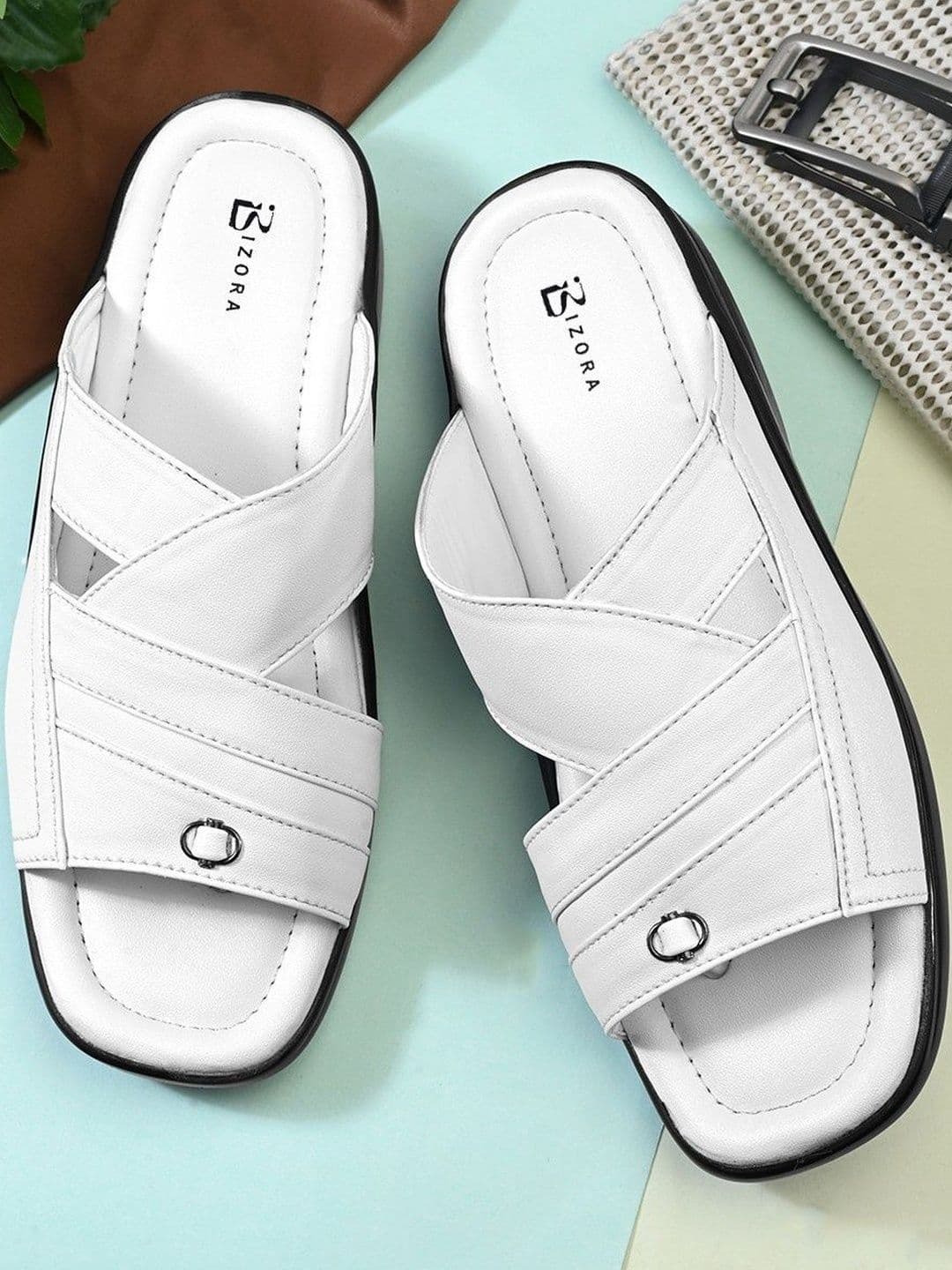 BIZORA Men Open Toe Leather Comfort Sandals - view 1