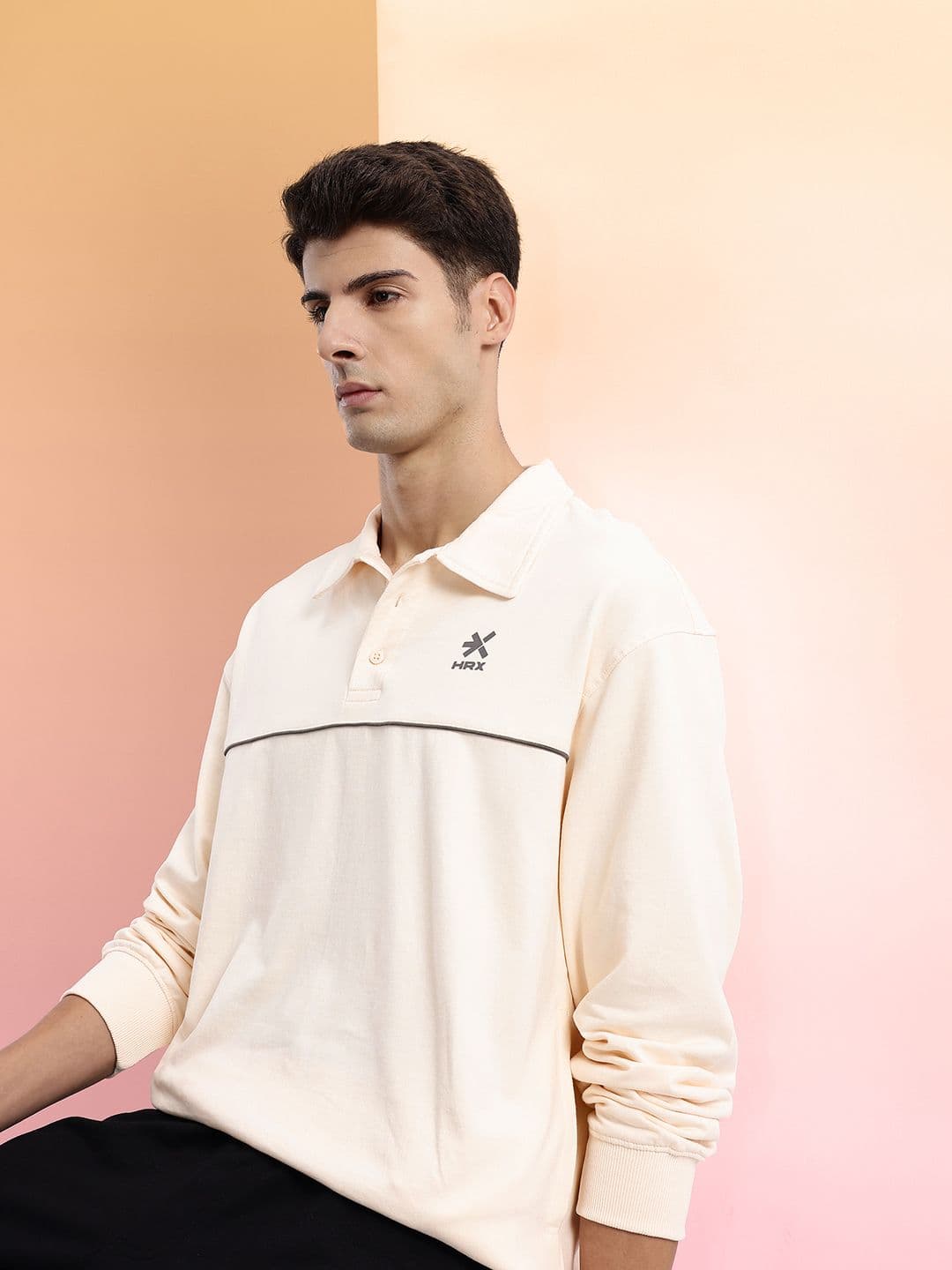 HRX by Hrithik Roshan Polo Collar Paneled Sweatshirt - view 1