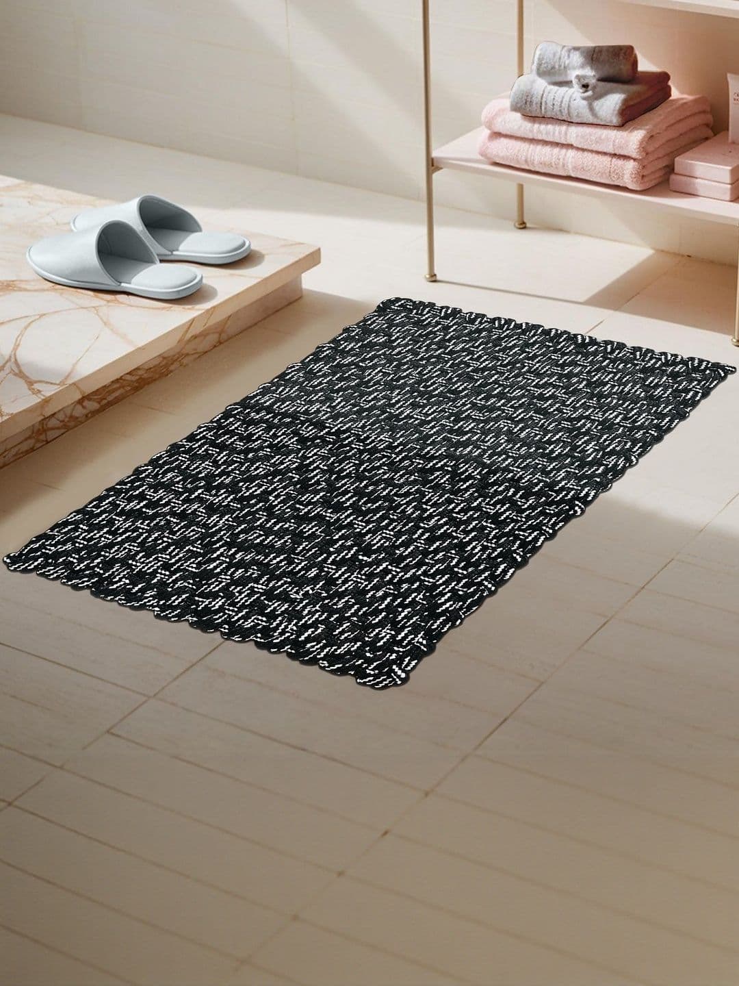 Homzz Black & White Anti-Skid Reversible Doormat - view 1