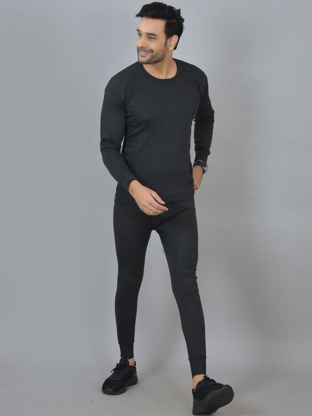 UNDERLOOP Men Round Neck Ribbed Thermal Set - view 1