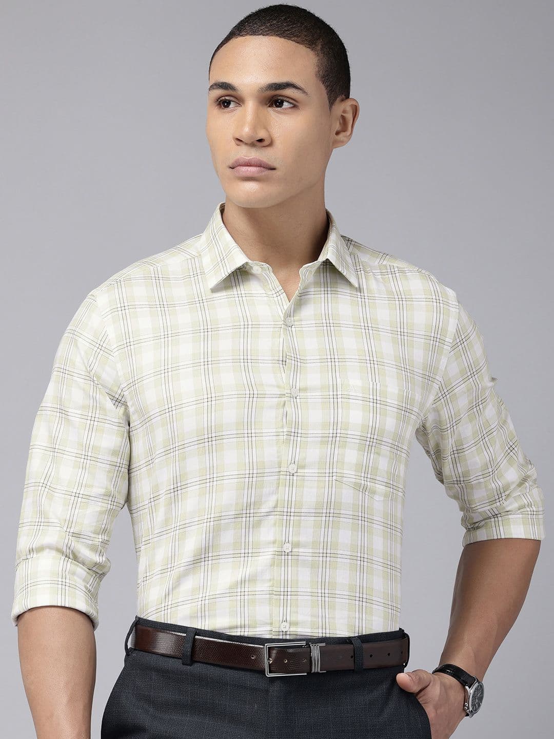 Arrow Manhattan Slim Fit Checked Pure Cotton Formal Shirt