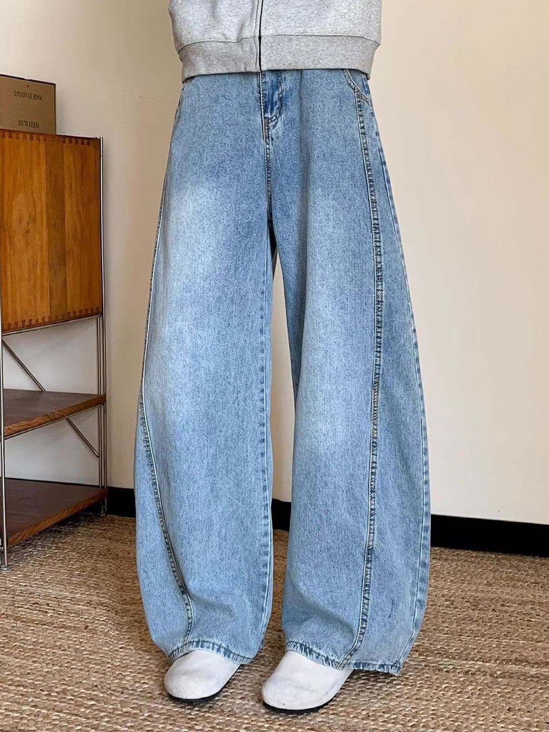 StyleCast x Revolte Men Wide Leg Mid-Rise Light Fade Jeans - view 1