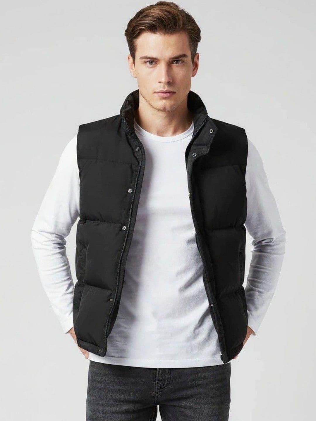 HERE&NOW Men Black Polyester Solid Jackets - view 1