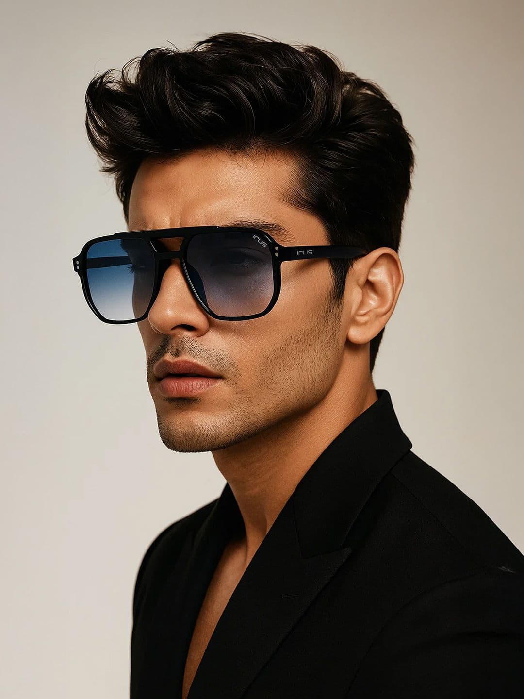 IRUS by IDEE Unisex Blue Lens & Black Square Sunglass with UV Protected Lens-IRS1107C3SG - view 1