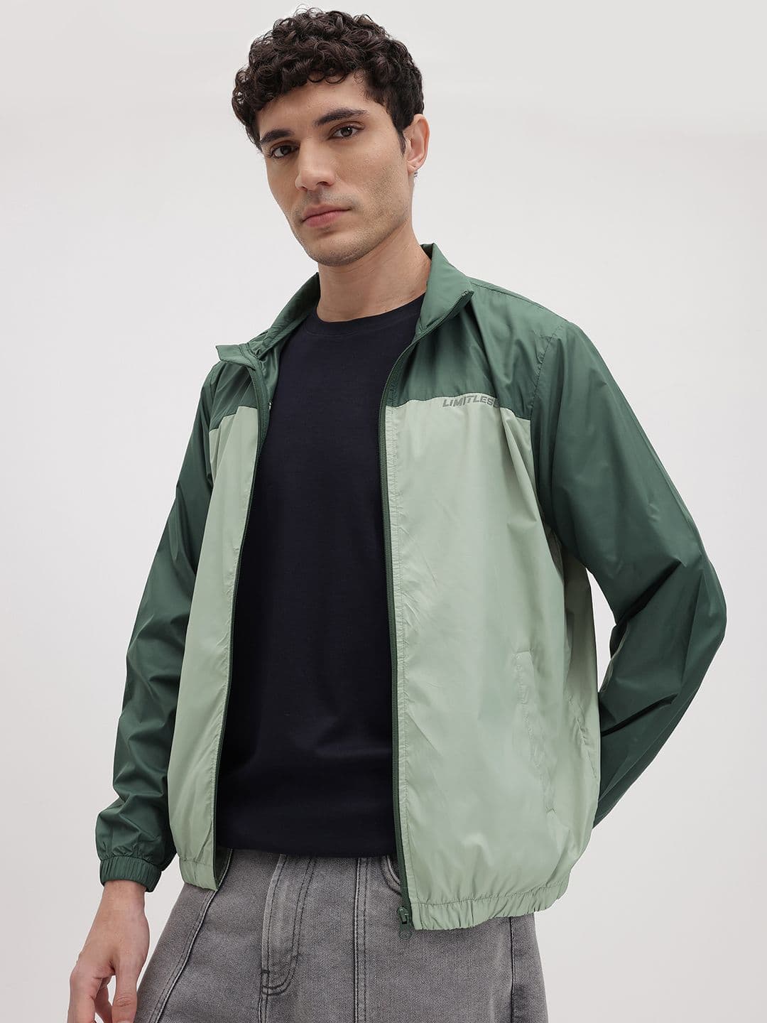 The Roadster Life Co. Colourblocked Mock Collar Bomber Jacket
