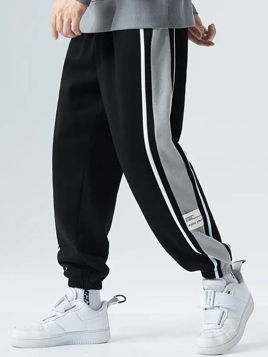 Q-rious Men Striped Relaxed-Fit Mid-Rise Joggers - view 1