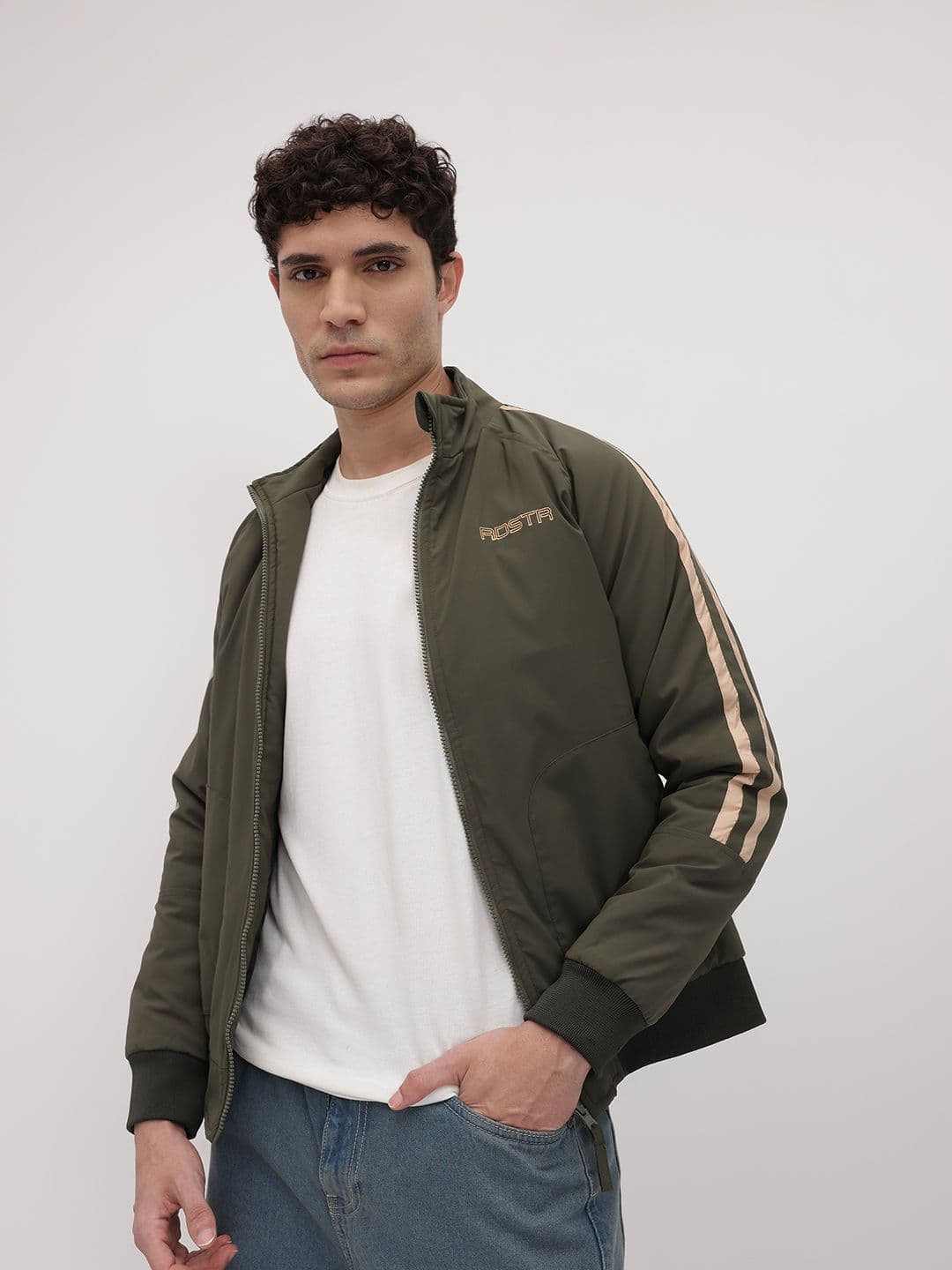 The Roadster Life Co. Mock Collar Side Stripe Bomber Jacket - view 1