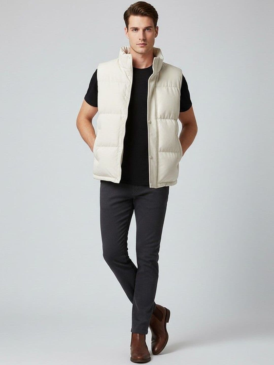 HERE&NOW Men Yellow Polyester Solid Jackets - view 1