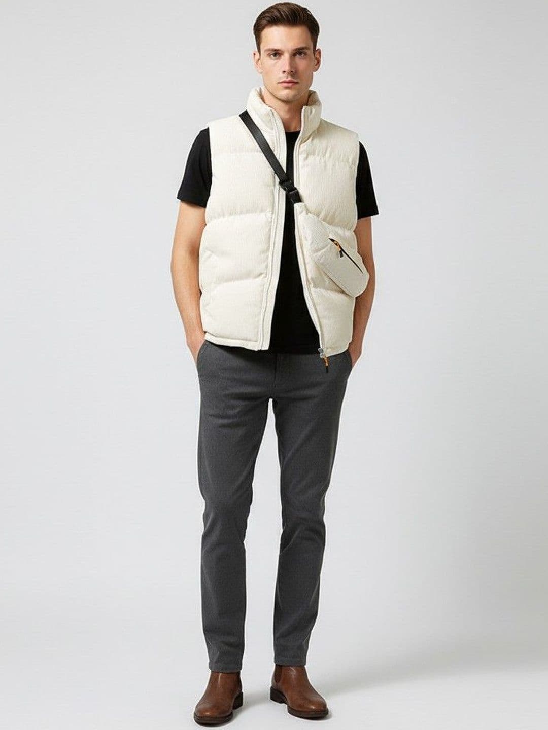 HERE&NOW Men White Polyester Solid Jackets - view 1