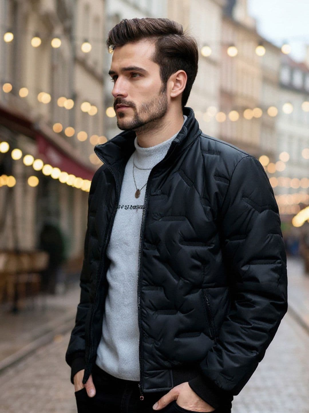 HERE&NOW Men Stand Collar Casual Tailored Jacket - view 1