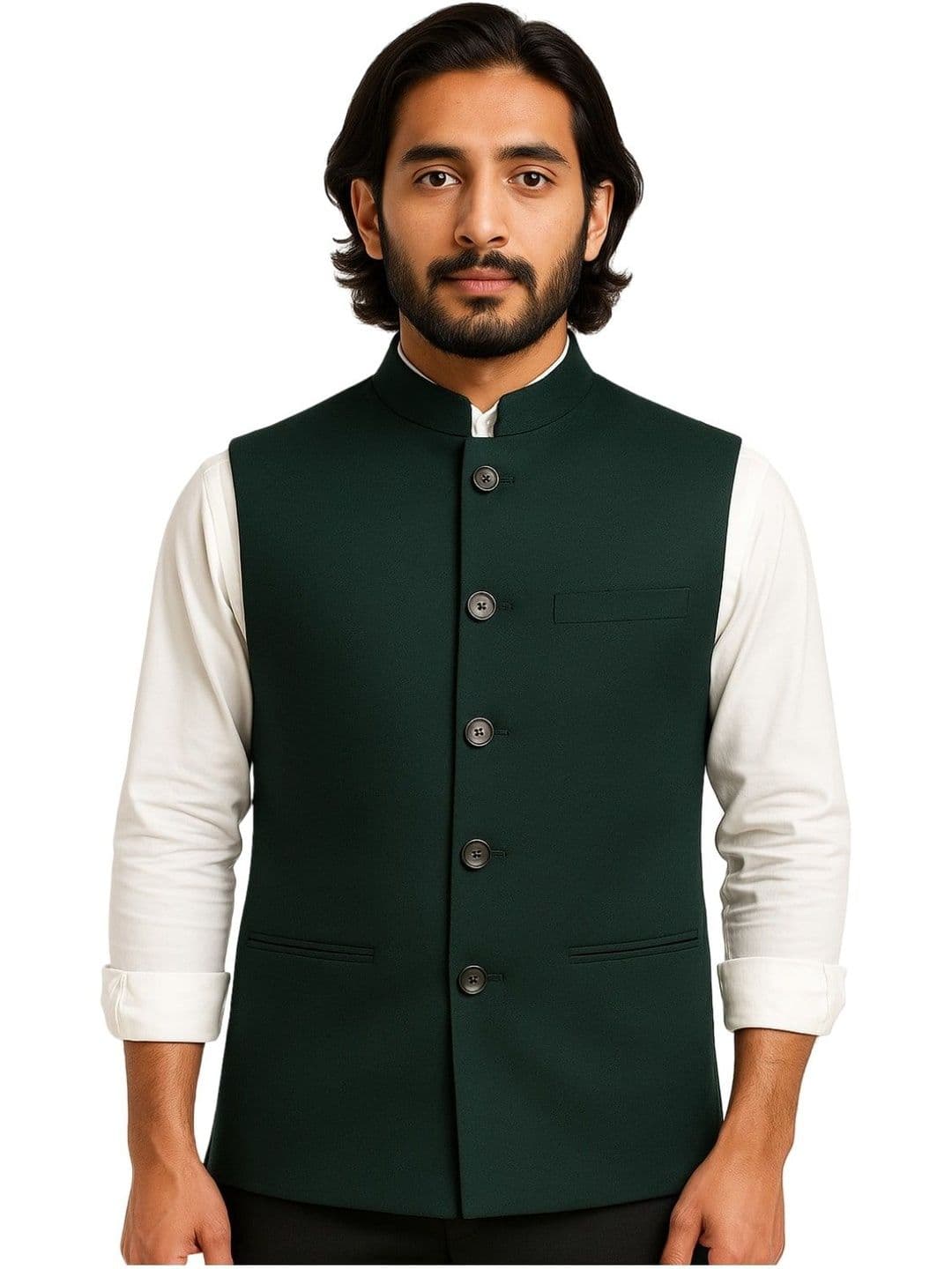 RISANI Green Solid Nehru Jackets - view 1