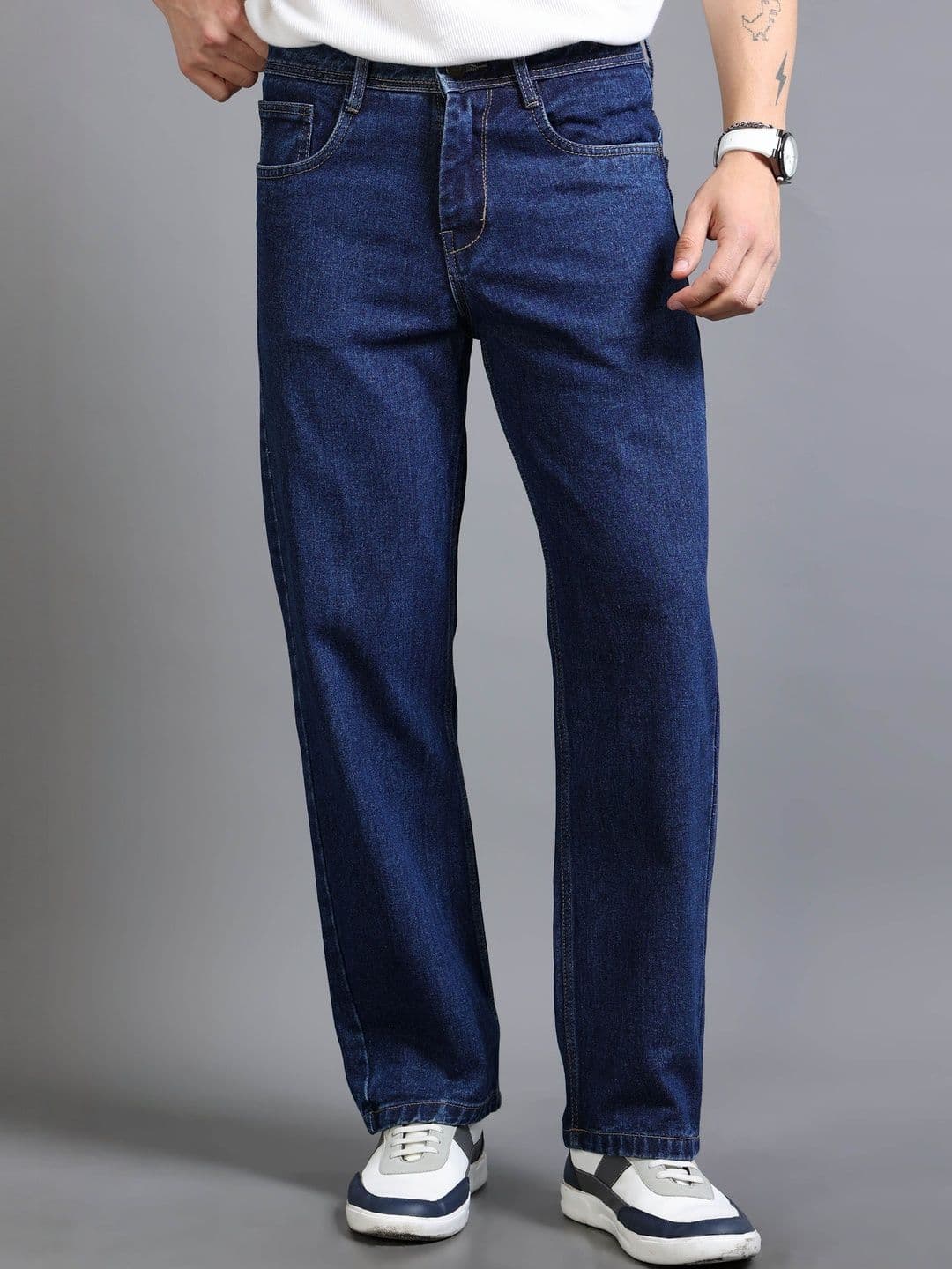 Roadster Men Navy Blue Cotton Mid-Rise Baggy Fit Jeans - view 1