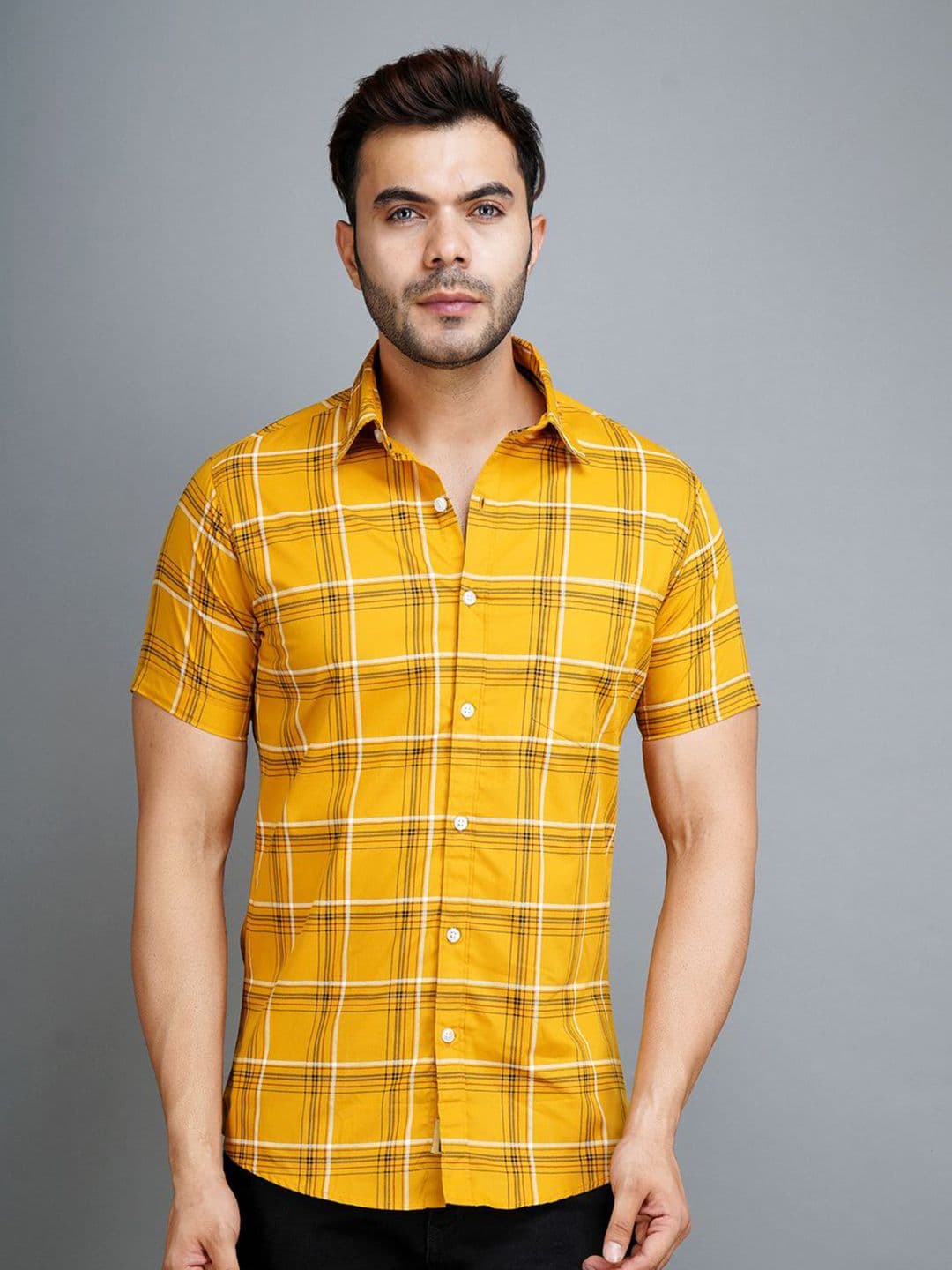 Apuesto Men Checked Cotton Slim Fit Shirts - view 1