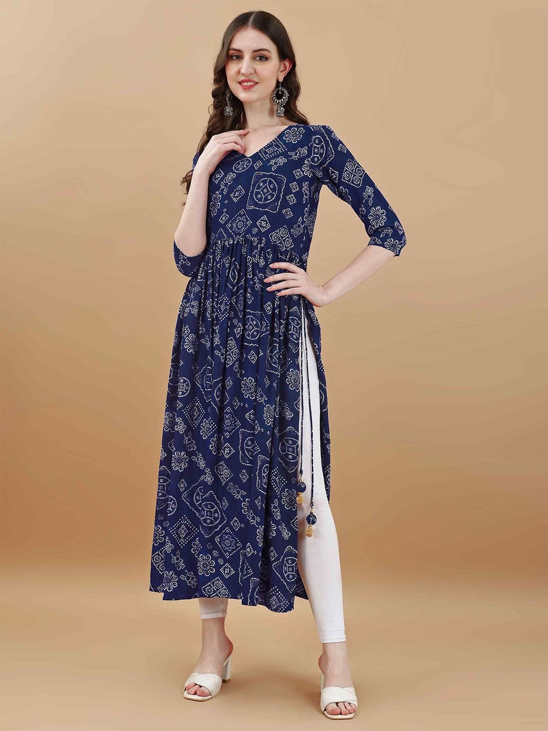 TextileNow Women Bandhani Printed Bandhani Daily Anarkali Kurta - view 1