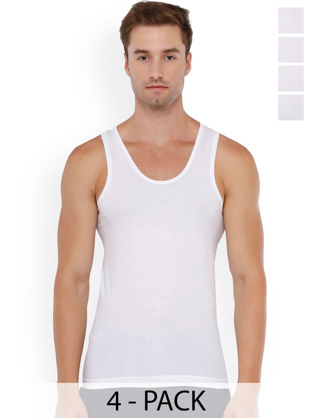 Rupa Jon Pack Of 4 Scoop Neck Pure Cotton Undershirt Vests - view 1