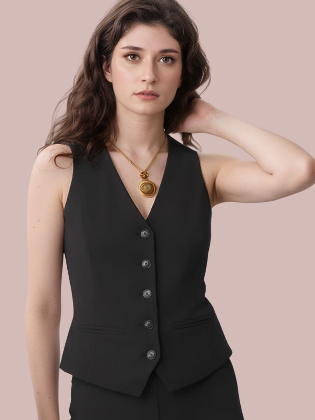 BAESD Sleeveless V-Neck Slim-Fit Waistcoat - view 1