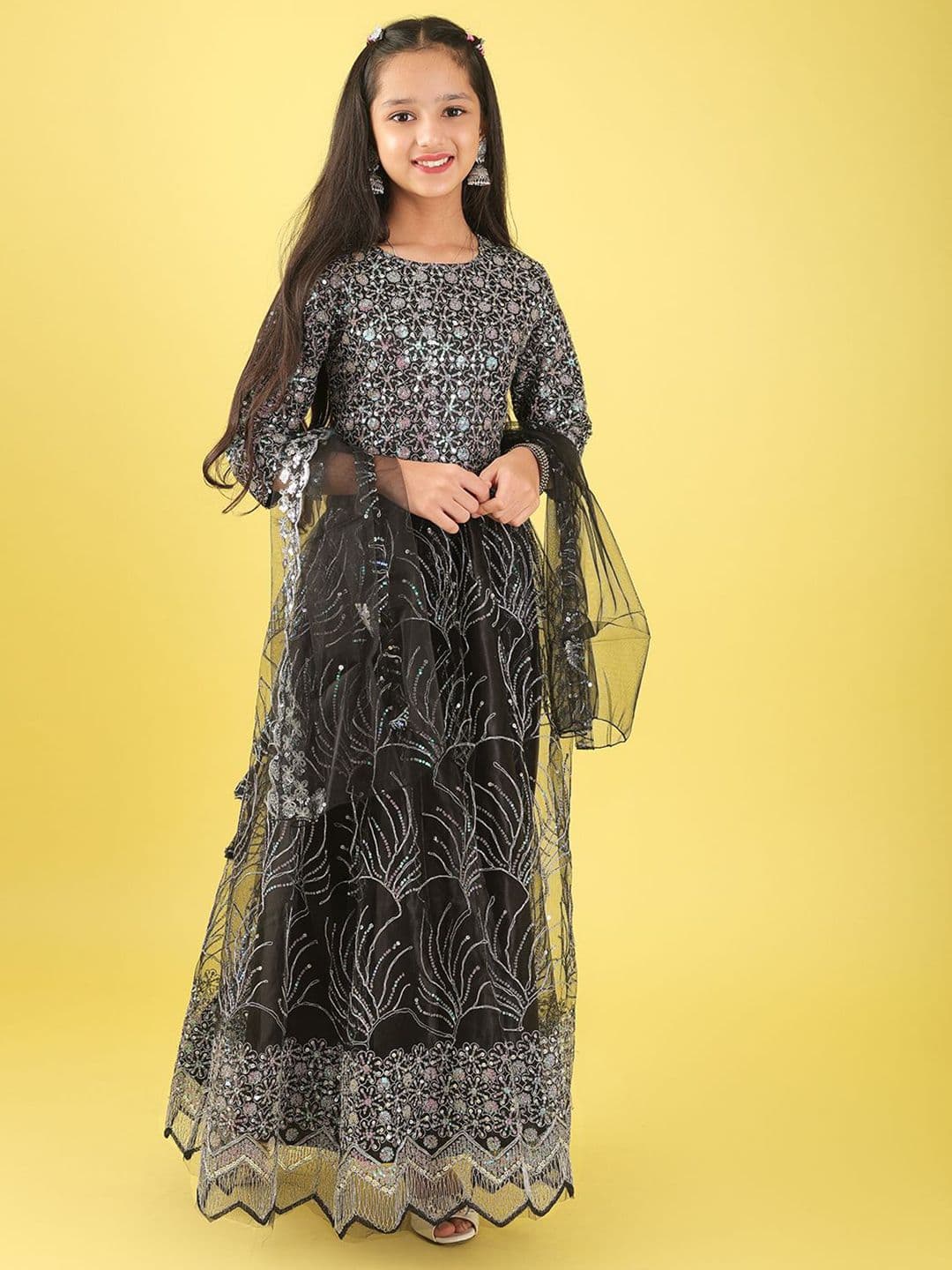 BAESD Girls Embellished Sequinned Ready to Wear Lehenga & Blouse With Dupatta - view 1