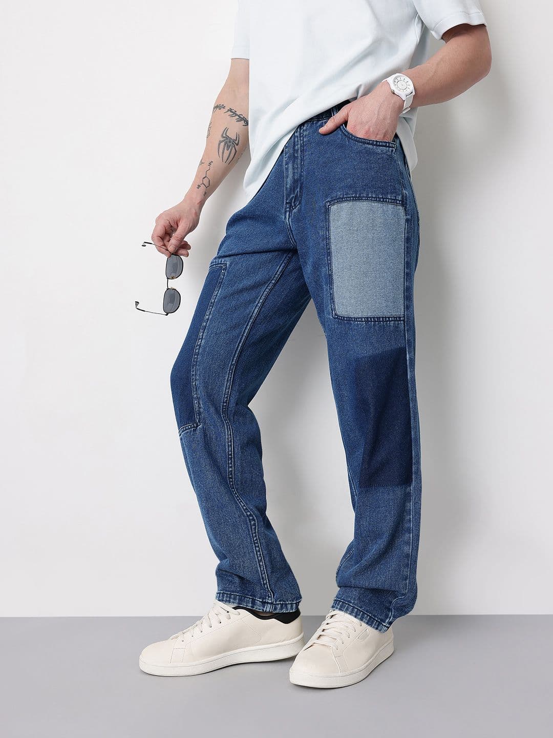Mast & Harbour Men Patchwork Detail Mid-Rise Pure Cotton Straight Fit Jeans - view 1