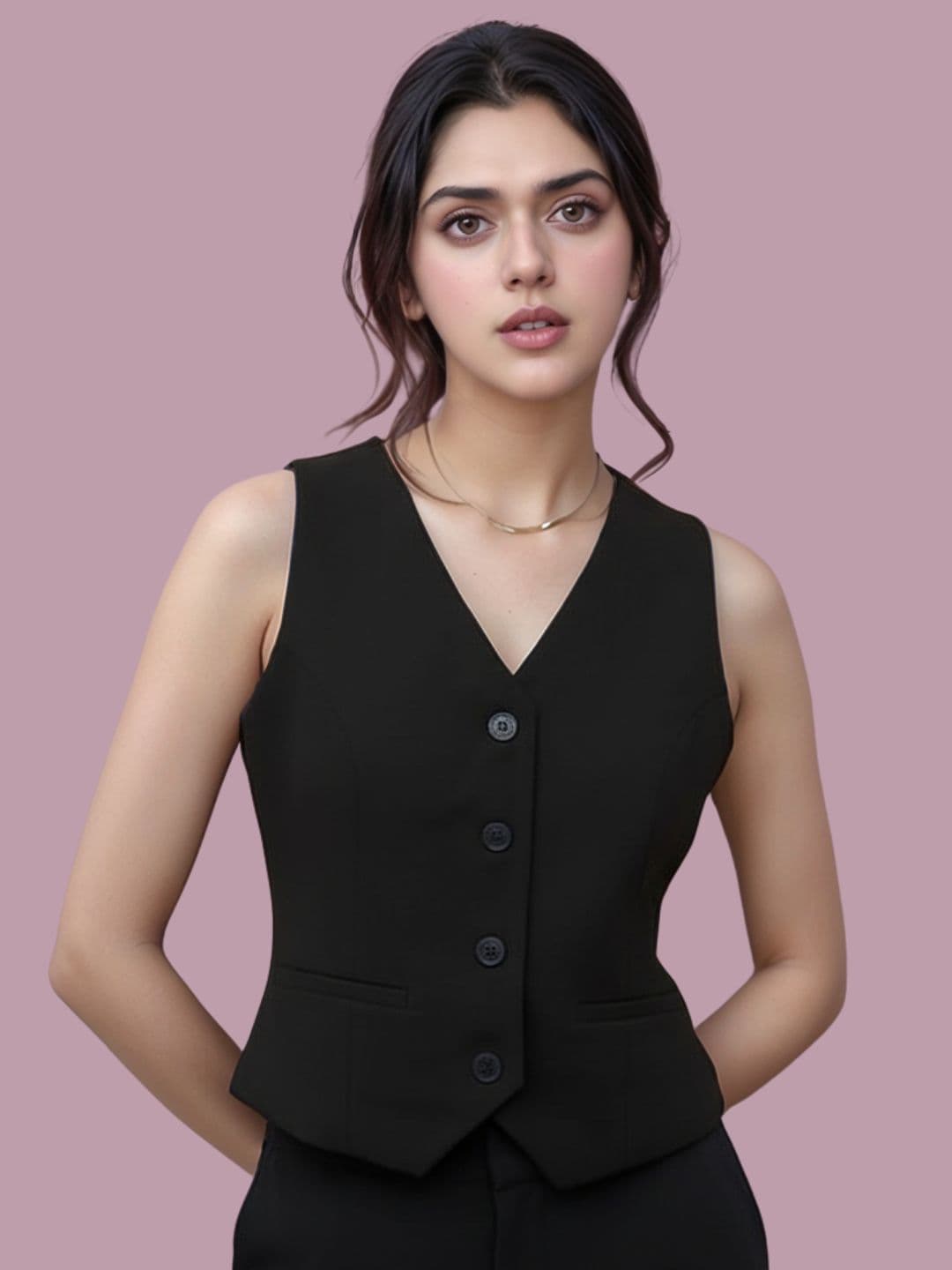 BAESD Sleeveless V-Neck Slim-Fit Waistcoat - view 1