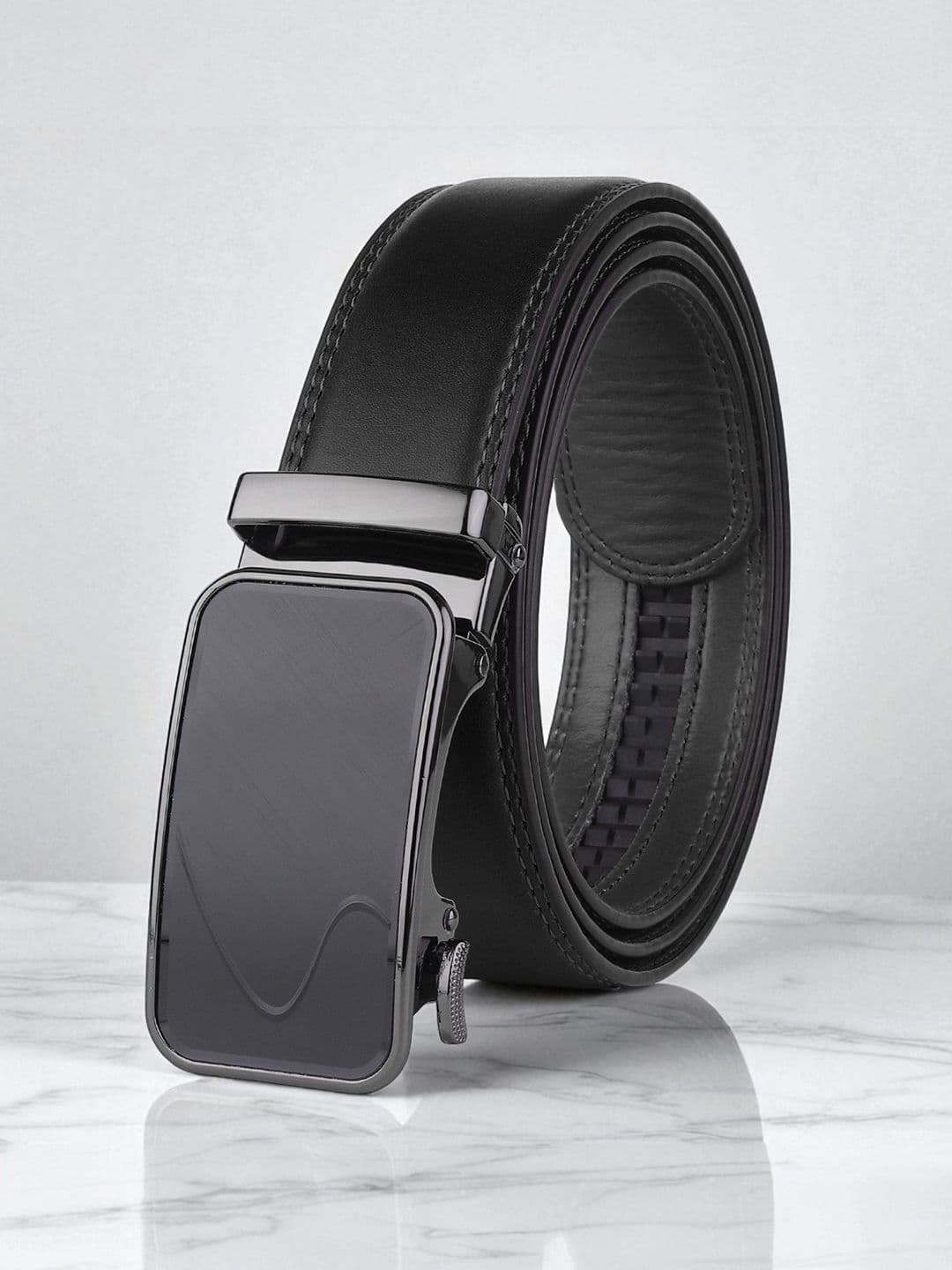 Provogue Men Vegan Leather Formal Belt with Slider Buckle