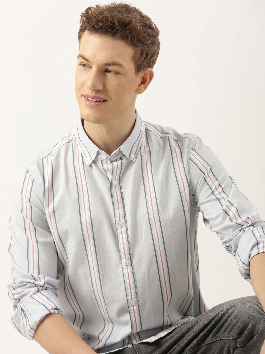 Mast & Harbour Button-Down Collar Pure Cotton Standard Striped Casual Shirt - view 1
