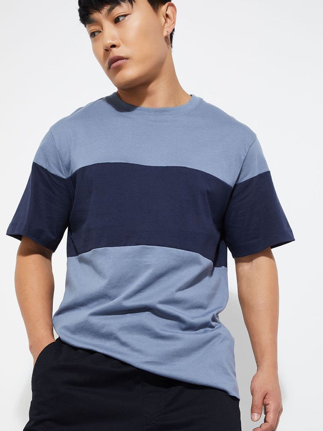 max Colourblocked Round Neck Pure Cotton T-Shirt - view 1