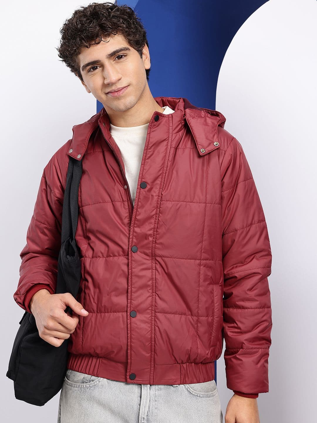 Aeropostale Stand Collar Padded Jacket with Detachable Hood - view 1