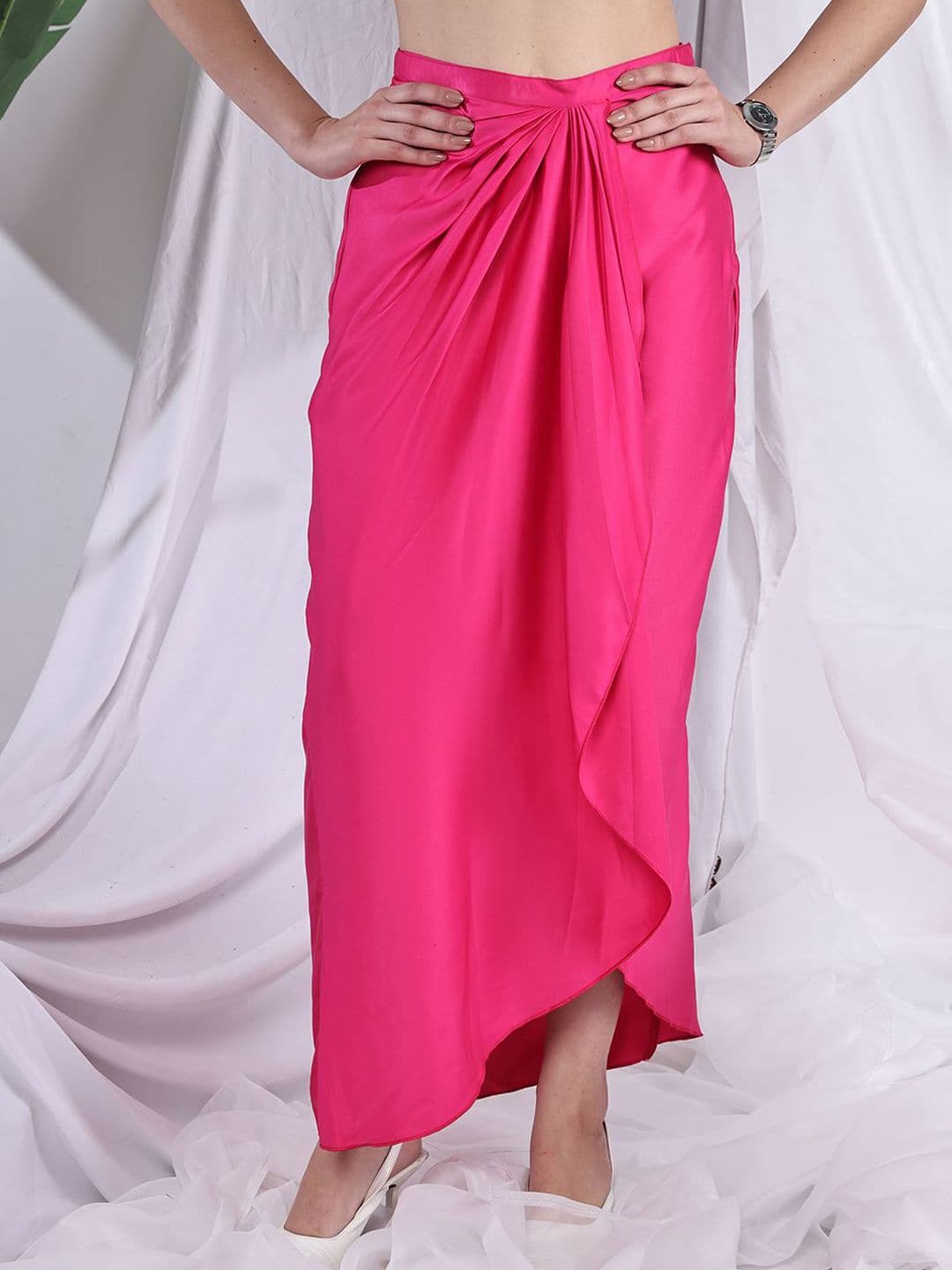 NEUDIS Women Asymmetric Hem Gathered or Pleated Wrap Maxi Skirt - view 1