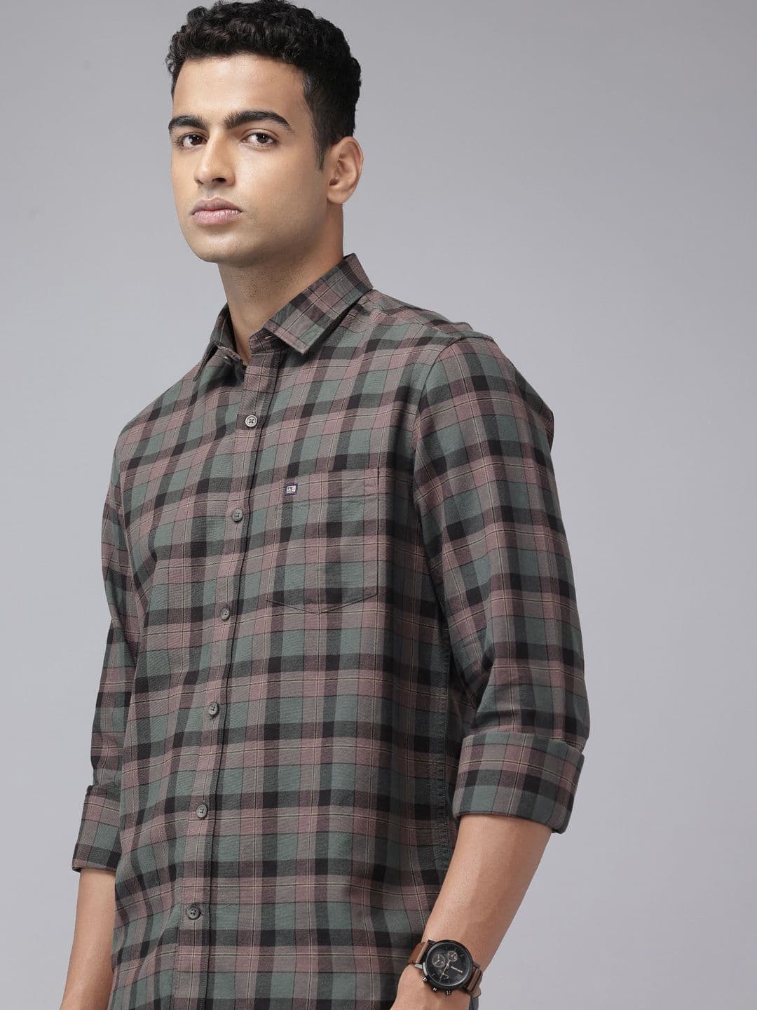 Arrow Sport Manhattan Slim Fit Checked Pure Cotton Casual Shirt - view 1
