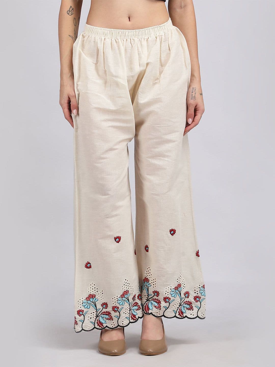 MICHAEL KOVLIN Women Floral Embroidered Wide Leg Ethnic Palazzos - view 1