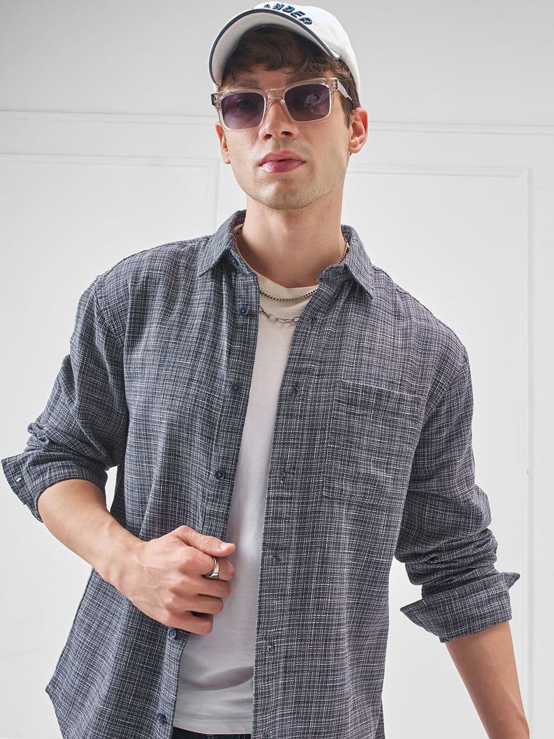 HIGHLANDER Checked Spread Collar Pure Cotton Casual Shirt - view 1
